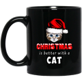 Cat Coffee Mug Christmas Is Better With A Cat 11oz - 15oz Black Mug CustomCat