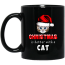 Cat Coffee Mug Christmas Is Better With A Cat 11oz - 15oz Black Mug CustomCat