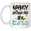 Cat Coffee Mug Easily Disracted By Cats 11oz - 15oz White Mug CustomCat