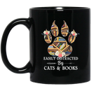 Cat Coffee Mug Easily Disracted By Cats And Books 11oz - 15oz Black Mug CustomCat