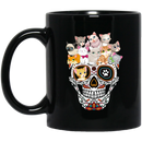 Cat Coffee Mug Flowers Cats Skull Lovers 11oz - 15oz Black Mug CustomCat