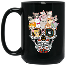 Cat Coffee Mug Flowers Cats Skull Lovers 11oz - 15oz Black Mug CustomCat