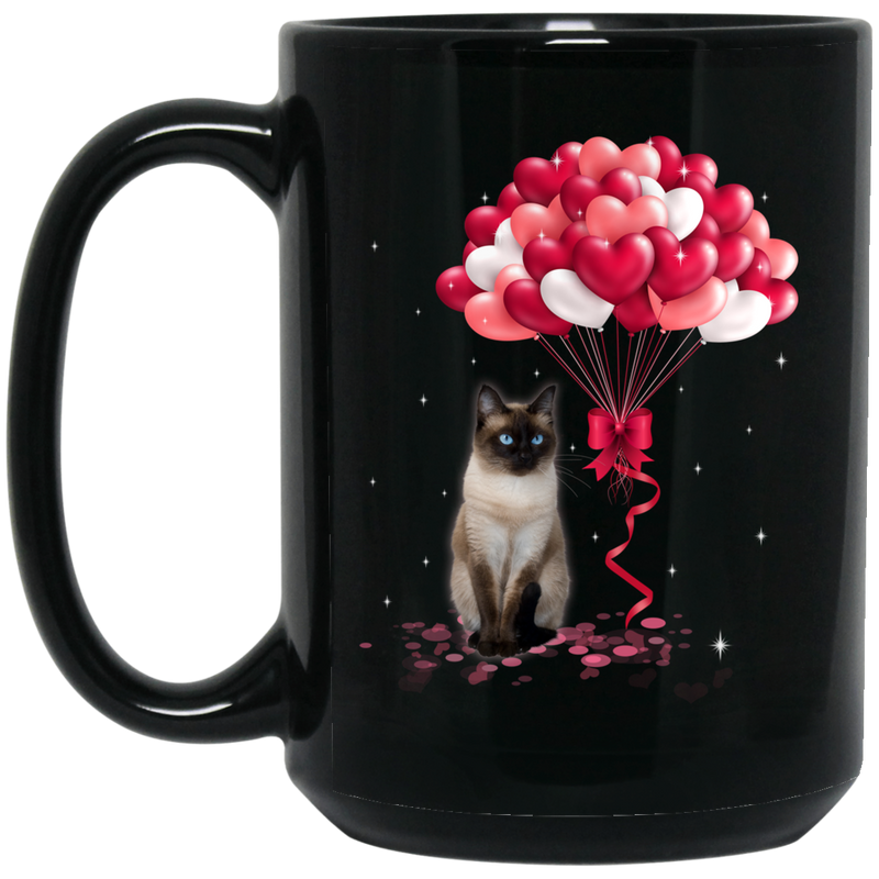 Cat Coffee Mug Funny Cats Love Balloon Funny Valentine's Day Gift 11oz - 15oz Black Mug CustomCat