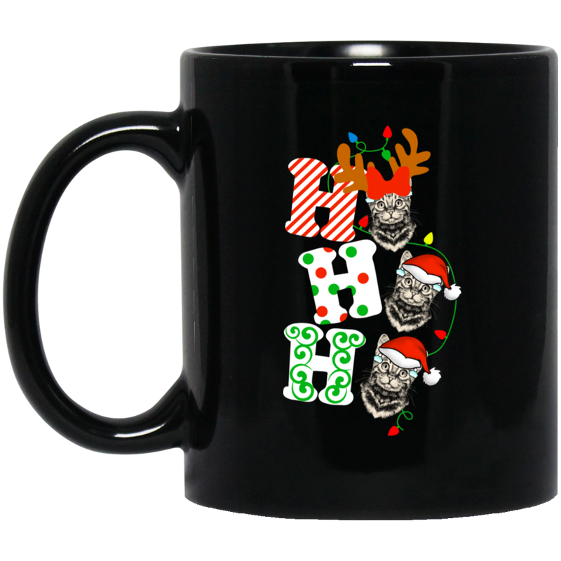 Cat Coffee Mug Ho Ho Ho Cat Christmas Kitties 11oz - 15oz Black Mug CustomCat