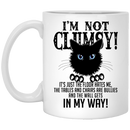 Cat Coffee Mug I'm Not Clumsy It's Just The Floor Hates Me The Wall Gets In My Way Cat 11oz - 15oz Black Mug CustomCat