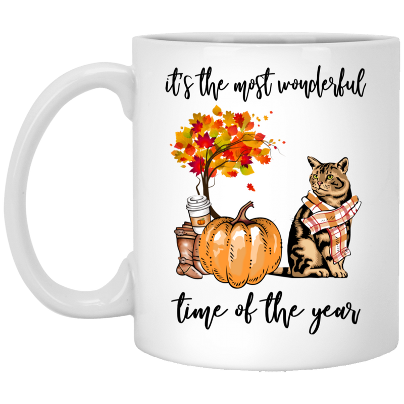 Cat Coffee Mug It's The Most Wonderful Time Of The Year Bengal Cat 11oz - 15oz White Mug CustomCat