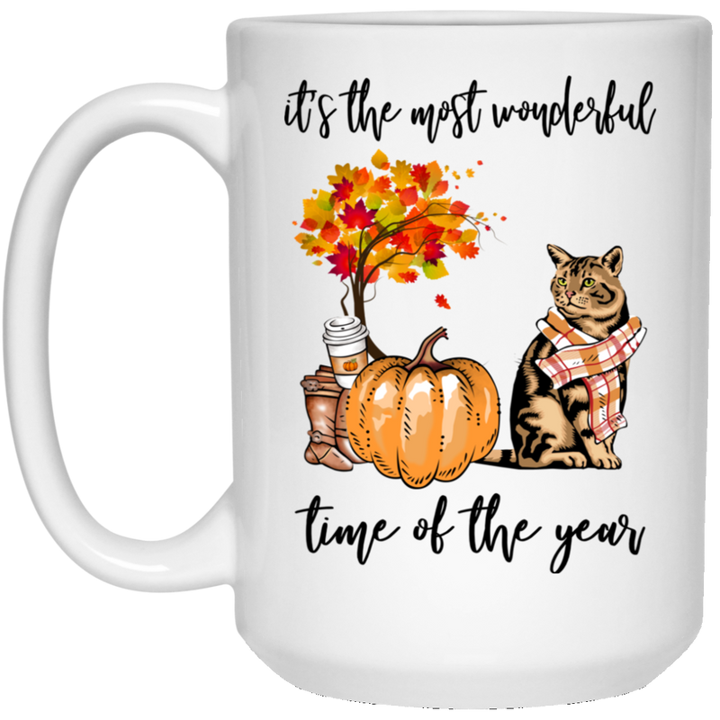 Cat Coffee Mug It's The Most Wonderful Time Of The Year Bengal Cat 11oz - 15oz White Mug CustomCat