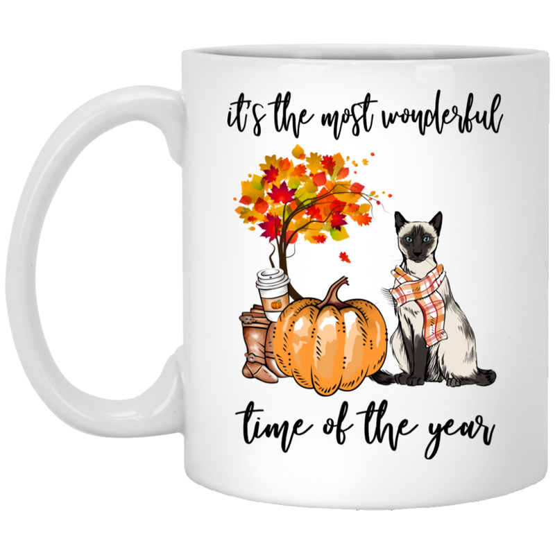 Cat Coffee Mug It's The Most Wonderful Time Of The Year Siamese Cat 11oz - 15oz White Mug CustomCat