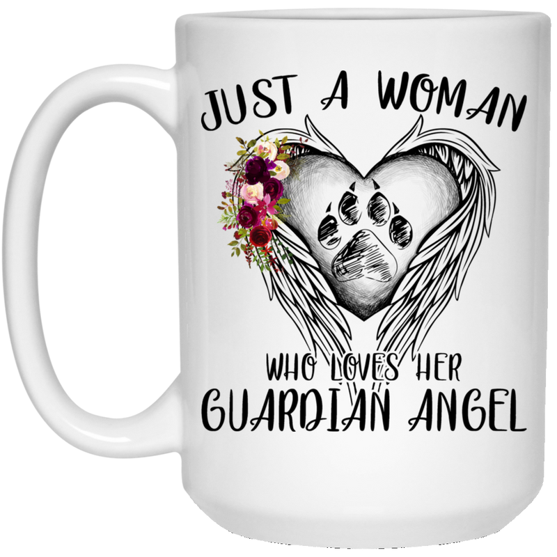Cat Coffee Mug Just A Woman Who Loves Her Cat Guardian Angel 11oz - 15oz White Mug CustomCat