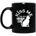 Cat Coffee Mug Kiss Me I'm An Irish Cat 11oz - 15oz Black Mug CustomCat