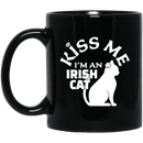 Cat Coffee Mug Kiss Me I'm An Irish Cat 11oz - 15oz Black Mug CustomCat
