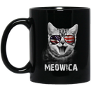 Cat Coffee Mug Meowica American Flag 4th July Day 11oz - 15oz Black Mug CustomCat