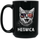 Cat Coffee Mug Meowica American Flag 4th July Day 11oz - 15oz Black Mug CustomCat