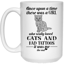 Cat Coffee Mug Once Upon A Time There Was A Girl Cats Tattoos 11oz - 15oz White Mug CustomCat