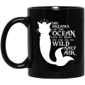 Cat Coffee Mug She Dreams Of The Ocean Late At Night PurrMaid Cat Mermaid 11oz - 15oz Black Mug CustomCat
