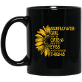 Cat Coffee Mug Sunflower Girl With Cats Pretty Eyes And Thick Thighs Sunflower Cat 11oz - 15oz Black Mug CustomCat