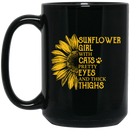 Cat Coffee Mug Sunflower Girl With Cats Pretty Eyes And Thick Thighs Sunflower Cat 11oz - 15oz Black Mug CustomCat