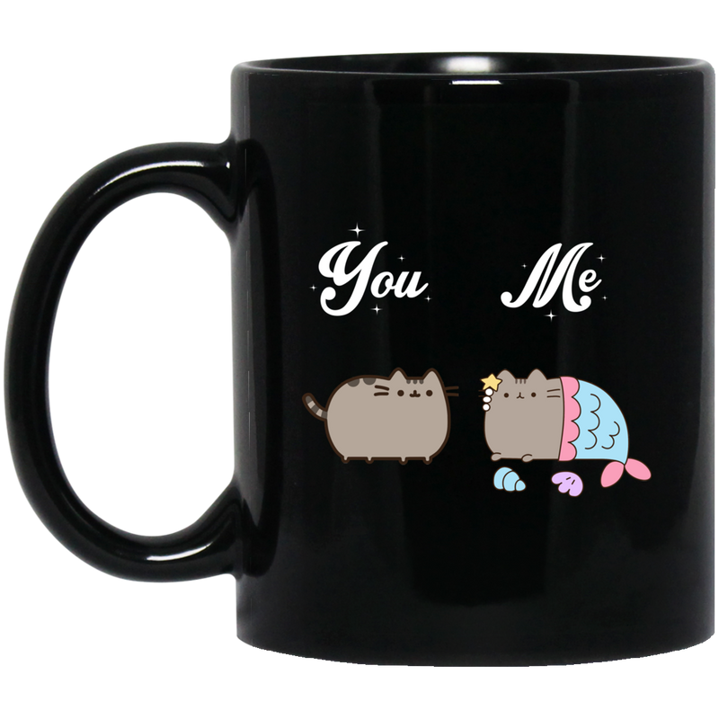 Cat Coffee Mug You And Me Catmermaid 11oz - 15oz Black Mug CustomCat