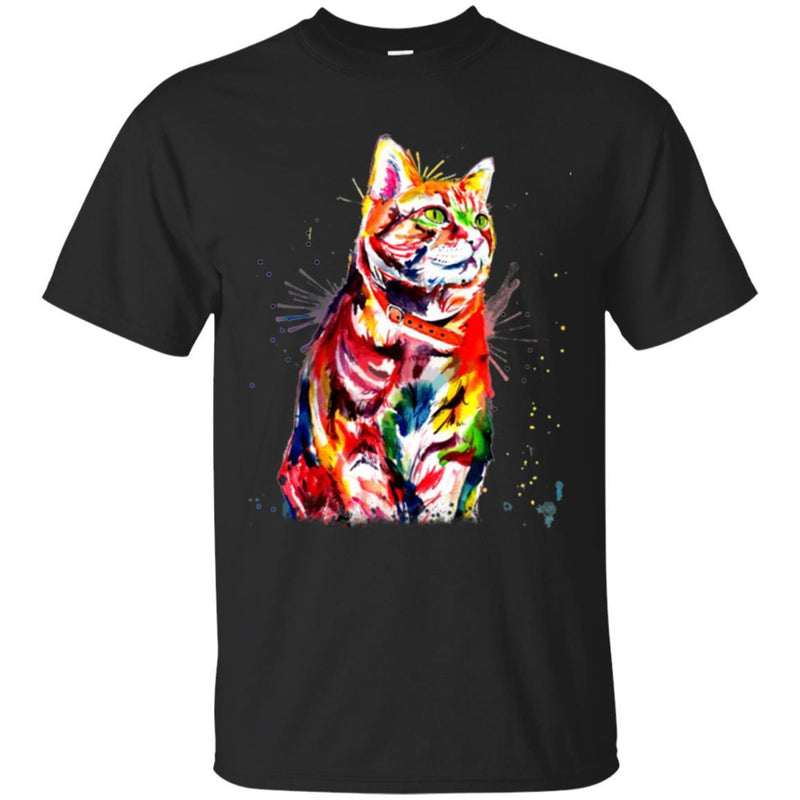 Cat T Shirt Cat Colorful Tie Dye Cat Colorful Tye Dye Kitten T-Shirt CustomCat