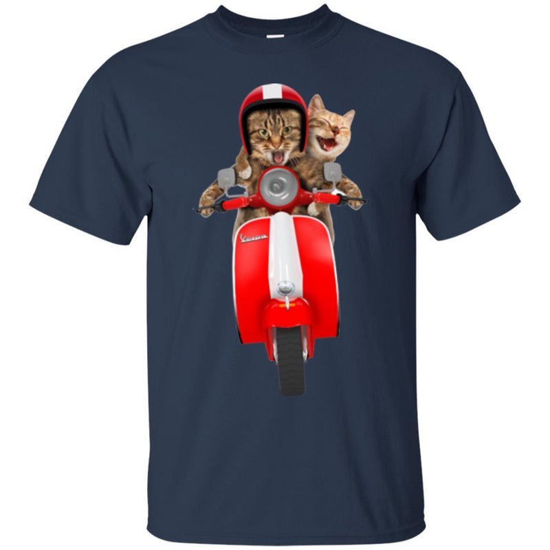 Cat T Shirt Cat Riding Moto Funny Cat Lovers Shirts CustomCat