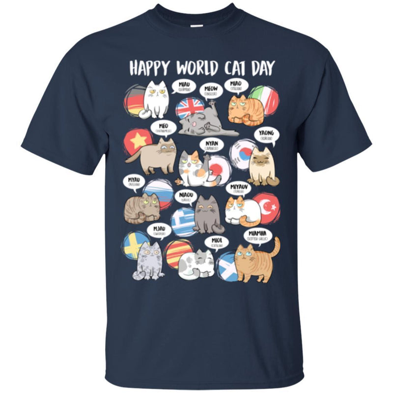 Cat T Shirt Happy World Cat Day Kitten Activity For Cat Lovers Shirts CustomCat