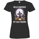 Cat T Shirt Hello Darkness My Old Friend Kitten Wearing Hat Halloween For Cat Lovers Shirts CustomCat