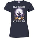 Cat T Shirt Hello Darkness My Old Friend Kitten Wearing Hat Halloween For Cat Lovers Shirts CustomCat