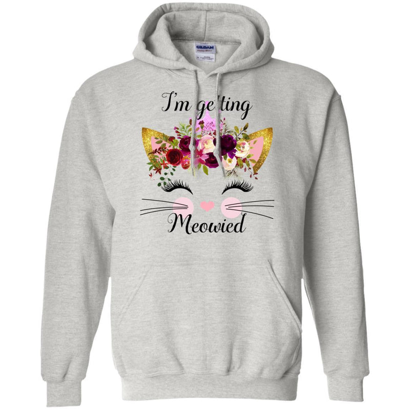 Cat T-Shirt I'm Getting Meowied Flowers On Head Bride Cat Lover Funny Happy Marriage Gifts Tee Shirt CustomCat