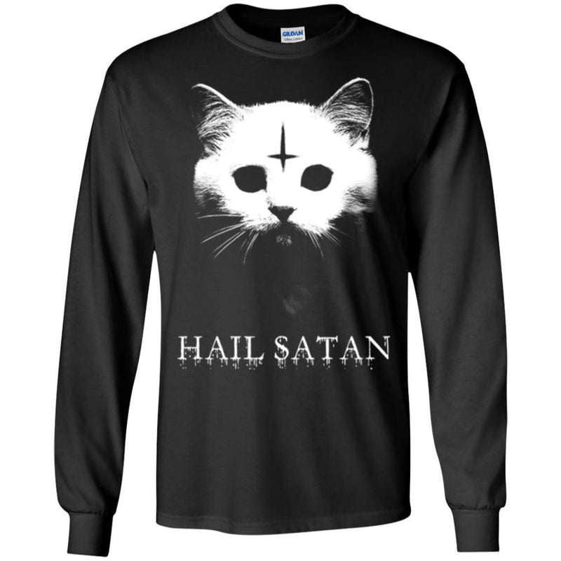 Cat T Shirt Kitten Face Hail Satan For Cat Lovers Shirts CustomCat