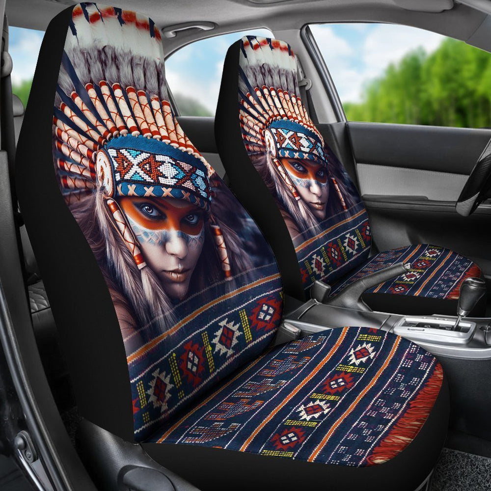 Charming Native American Girl Printed On Car Seat Covers Set Of 2