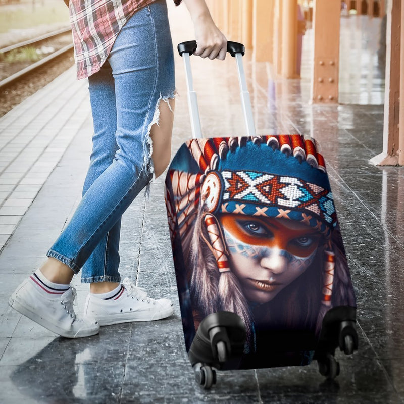 Charming Native American Girl Printed On Luggage Cover interestprint