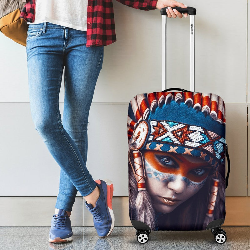 Charming Native American Girl Printed On Luggage Cover interestprint