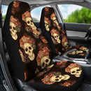 Classic Style Of Flower Skull Car Seat Covers (Set Of 2)