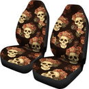 Classic Style Of Flower Skull Car Seat Covers (Set Of 2)