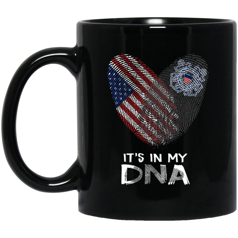 Coast Guard Coffee Mug Fingerprints It's In My DNA The Coast Guard Veteran 11oz - 15oz Black Mug CustomCat