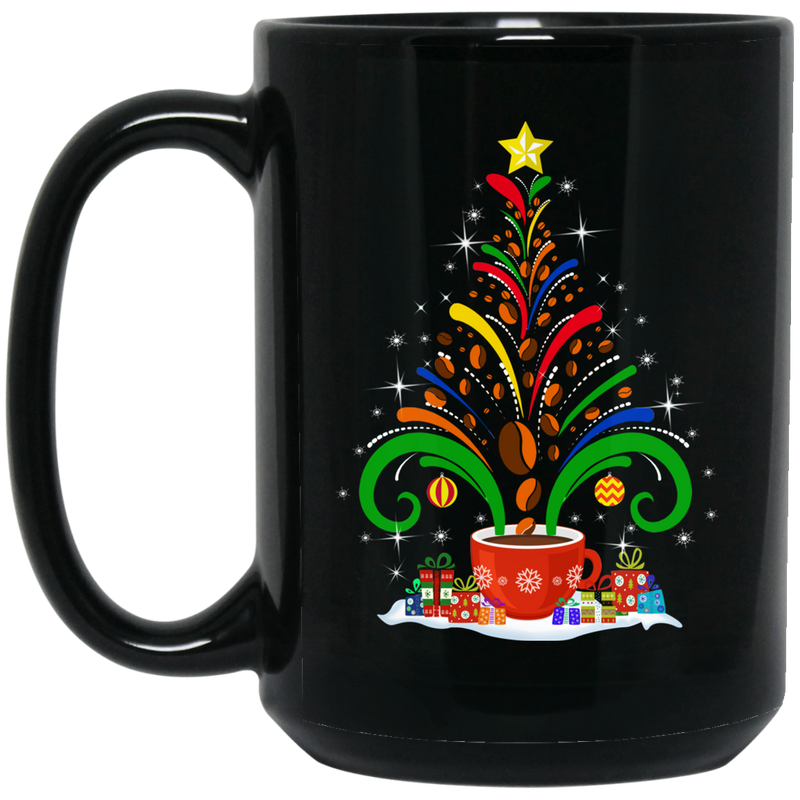 Coffee Lovers Mug Coffee Christmas Tree 11oz - 15oz Black Mug CustomCat