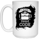 Coffee Lovers Mug I Turn Coffee Into Code Funny 11oz - 15oz White Mug CustomCat