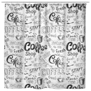 Coffee Shower Curtains Seamless Doodle Coffee Pattern On White For Bathroom Decor