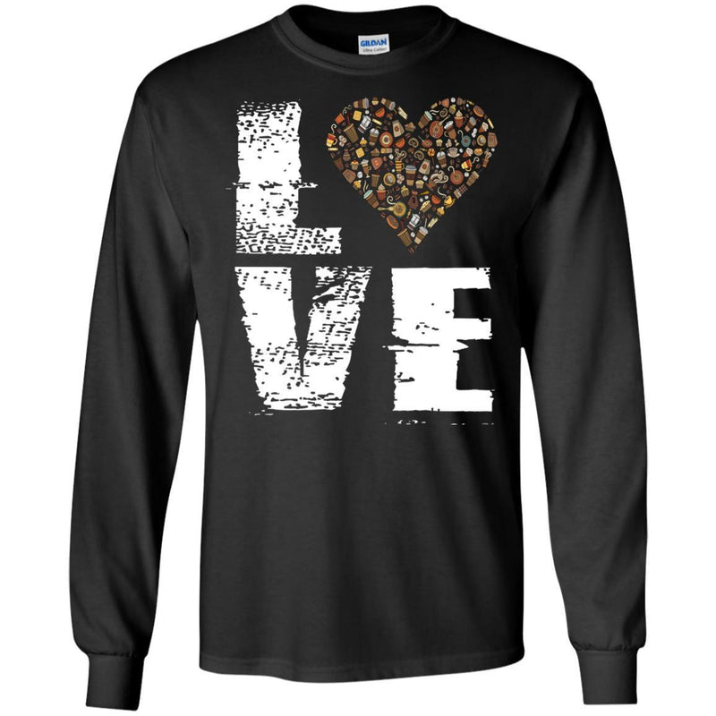 Coffee T-Shirt I Love Coffee Tees, Coffee Heart Gift Caffeine Shirts CustomCat