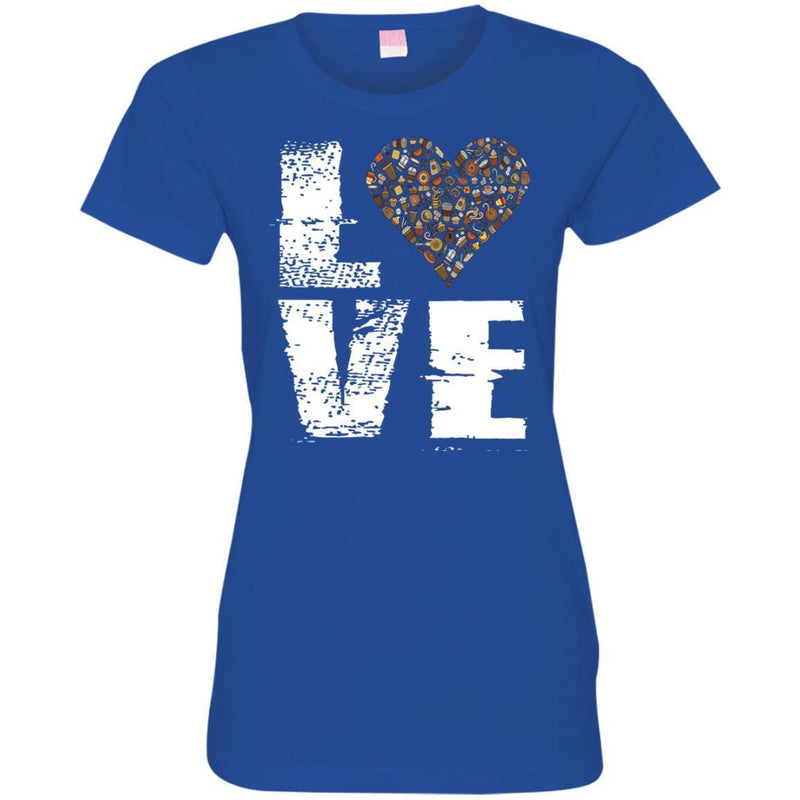 Coffee T-Shirt I Love Coffee Tees, Coffee Heart Gift Caffeine Shirts CustomCat