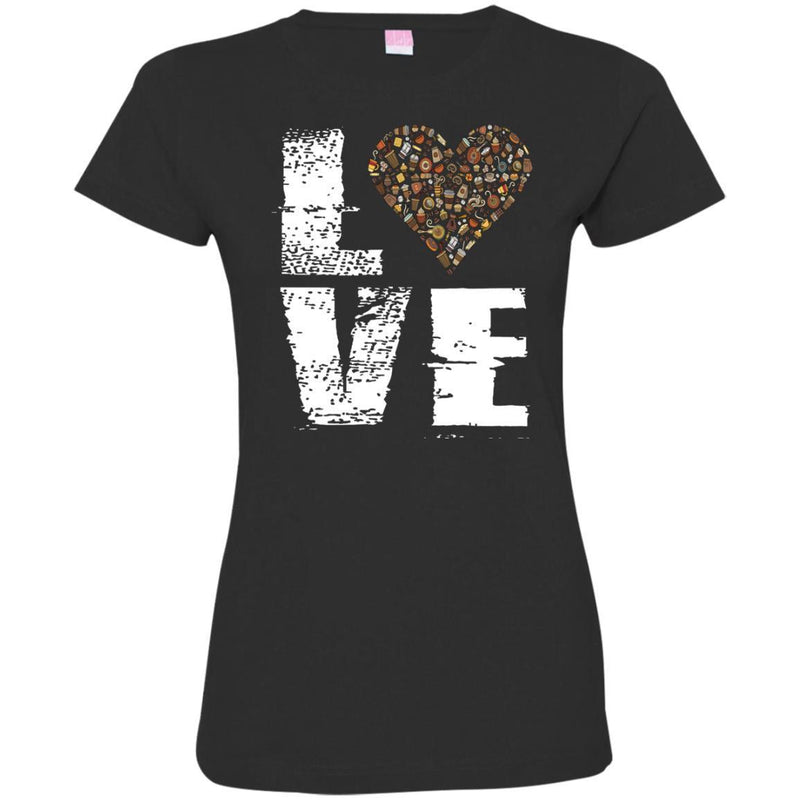 Coffee T-Shirt I Love Coffee Tees, Coffee Heart Gift Caffeine Shirts CustomCat