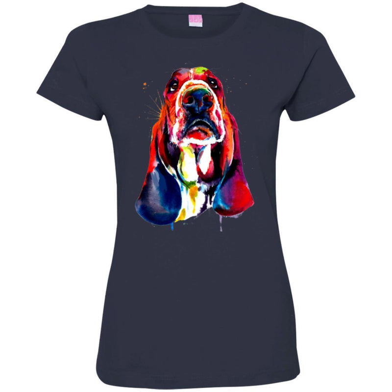 Colorful Basset Hounds Watercolor Print Art Funny Gift Lover Dog Tee Shirt CustomCat