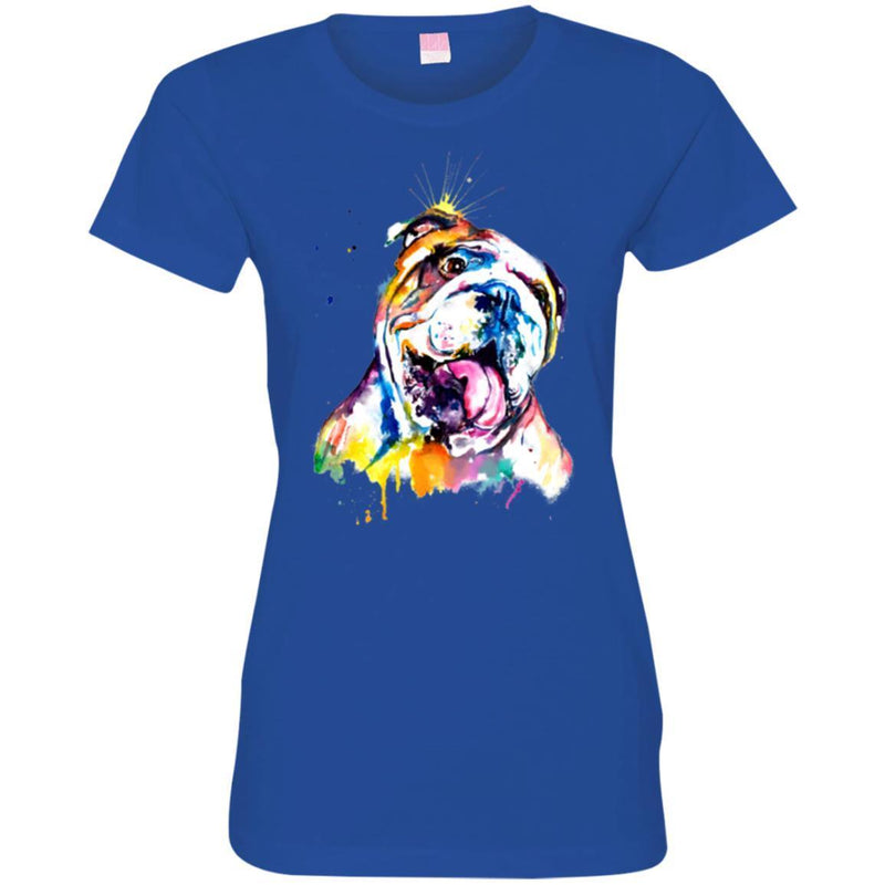 Colorful BullDog Watercolor Print Art Funny Gift Lover Dog Tee Shirt CustomCat
