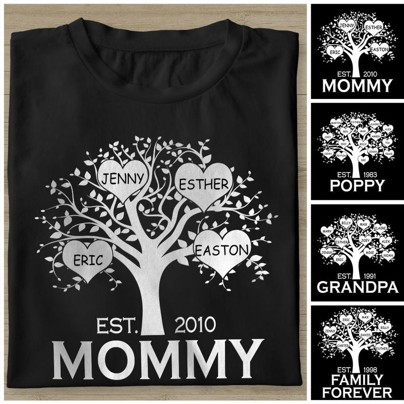 Custom Grandma/Grandpa, Mother/Father Family Heart Tree With All Grandkids/Children Names T-Shirt Personalized Grandma Gift, Mother's Day Gift MSS-FamilyCC-Shirt