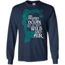 CustomCat G240 Gildan LS Ultra Cotton T-Shirt / Navy / Medium She Dreams Of The Ocean