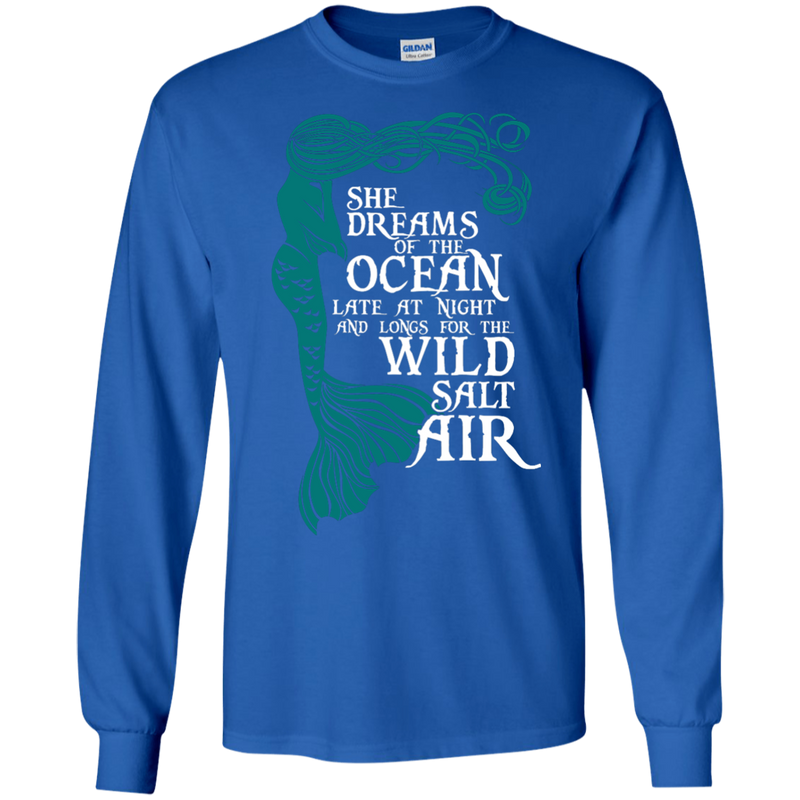 CustomCat G240 Gildan LS Ultra Cotton T-Shirt / Royal / Medium She Dreams Of The Ocean