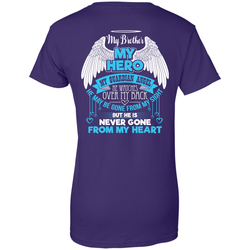 CustomCat Ladies Custom 100% Cotton T-Shirt / Purple / X-Small My Brother - My Hero - My Guardian Angel Tshirt