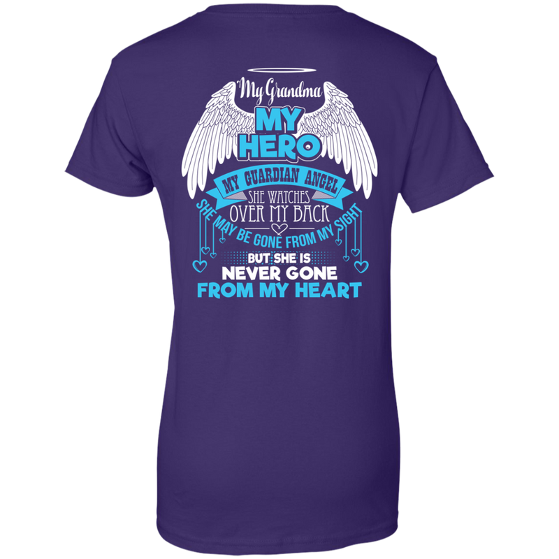 CustomCat Ladies Custom 100% Cotton T-Shirt / Purple / X-Small My Grandma - My Hero - My Guardian Angel Tshirt