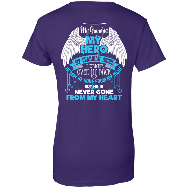 CustomCat Ladies Custom 100% Cotton T-Shirt / Purple / X-Small My Grandpa - My Hero - My Guardian Angel Tshirt