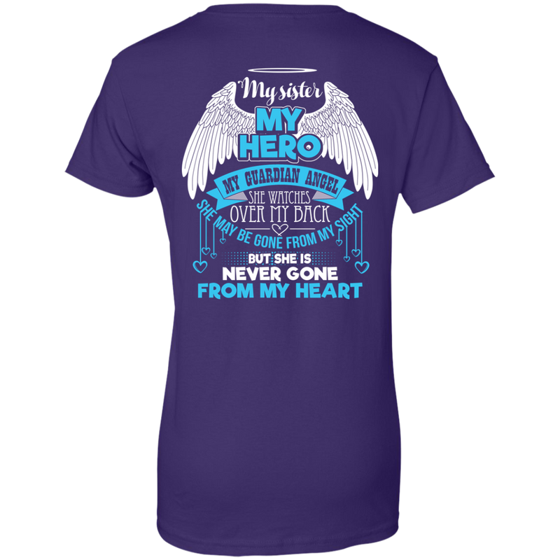 CustomCat Ladies Custom 100% Cotton T-Shirt / Purple / X-Small My Sister - My Hero - My Guardian Angel Tshirt